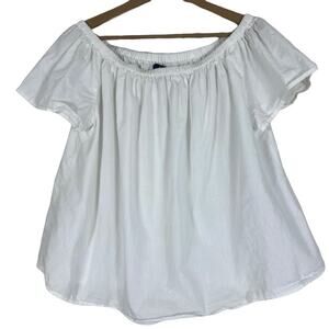Gap Blouse Womens S White Off Shoulder 100% Cotton Peasant Cottagecore Boho